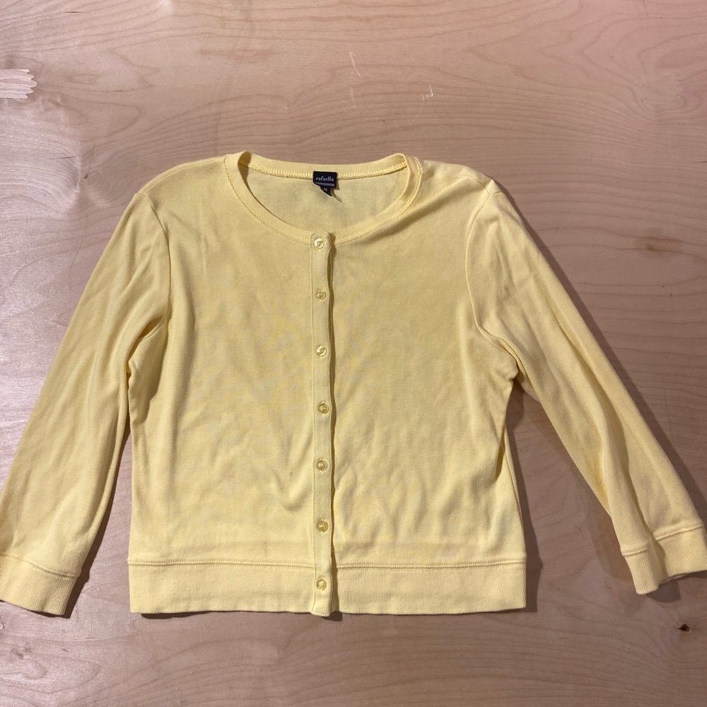 Rafaella Pale Yellow Button-Up Cardigan Medium (QQ) - Picture 3 of 6